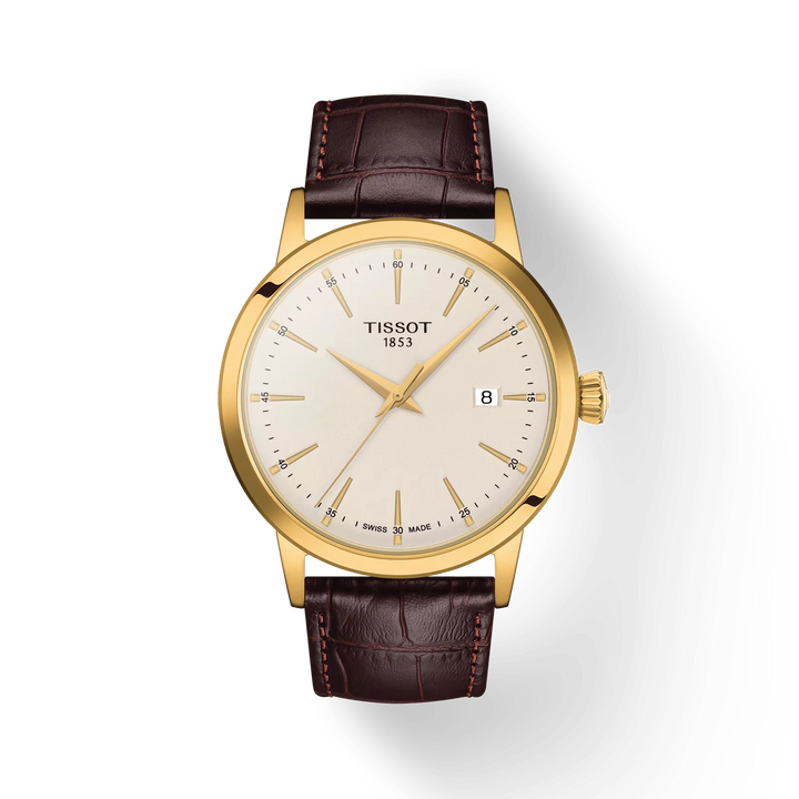 TISSOT CLASSIC DREAM 42MM – GULD PVD / BRUN LÆDERREM