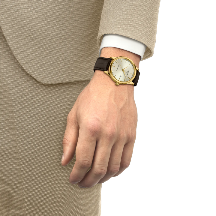 TISSOT CLASSIC DREAM POWERMATIC 80 – GULD PVD / BRUN LÆDERREM