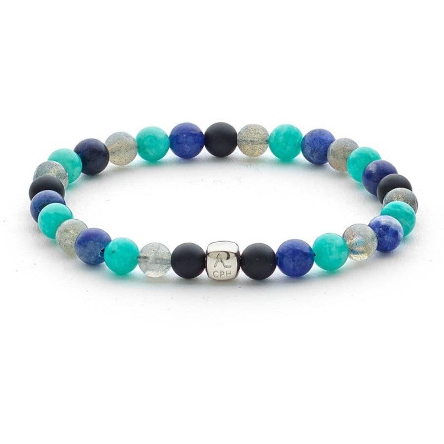 Alexander Lynggaard Armbånd Amsterdam 6mm med blå og grønne stenperler og sølvdetalje, Model c20372-001