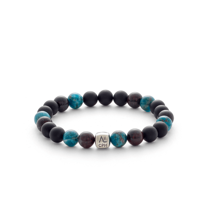 Alexander Lynggaard Armbånd Rome 8mm med blå og sorte perler samt sølvdetalje, Model c10323-001-1.