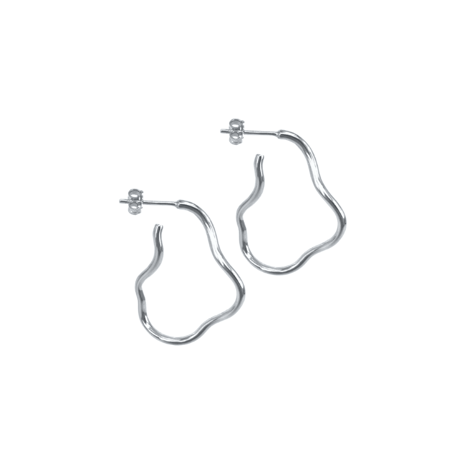 Aqua Dulce Curly Hoop Sølv, åbne øreringe i bølget sølvdesign med blank finish. Model 5717-1.