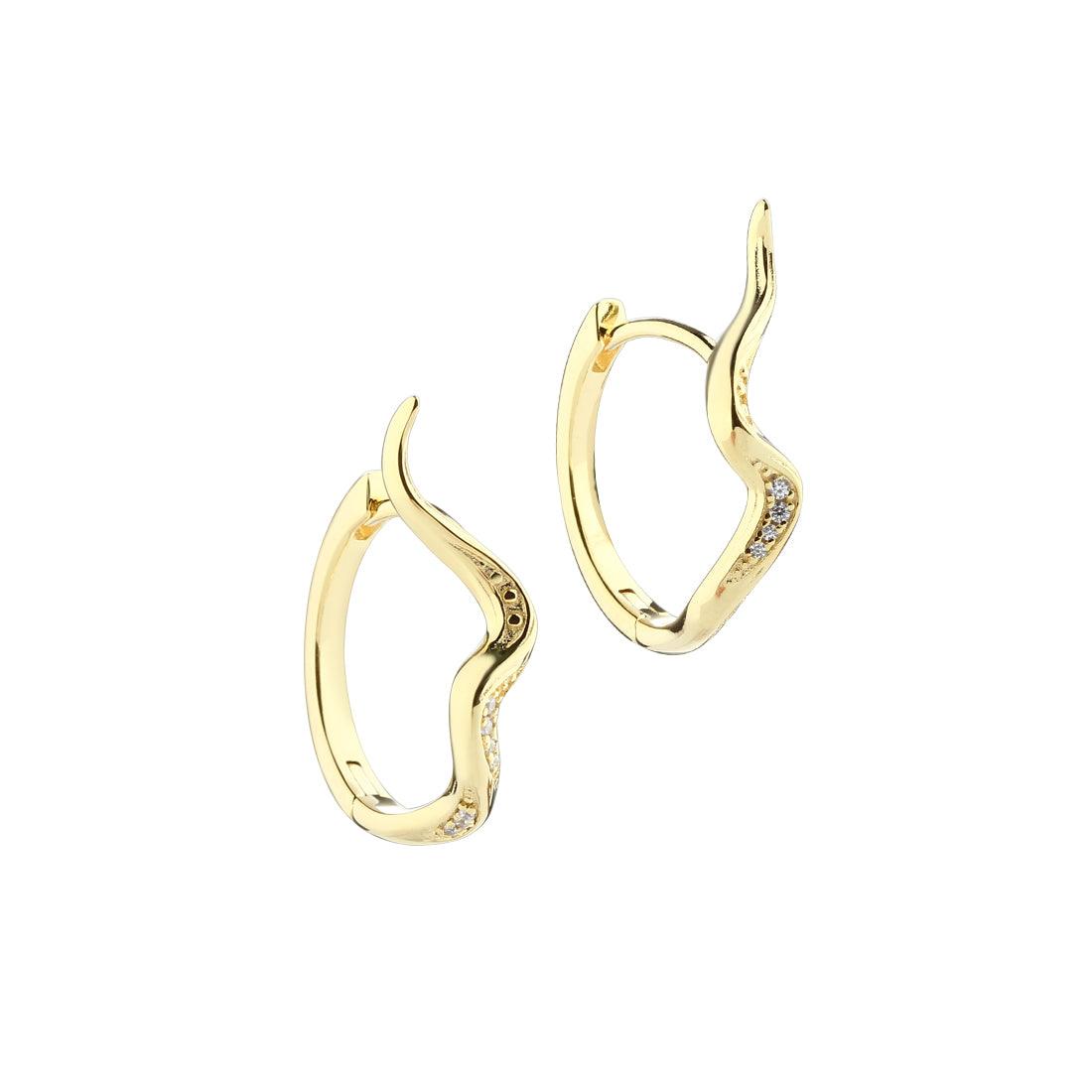 Aqua Dulce Darling River Big Hoop Forgyldt, bølgede øreringe i guld med små funklende sten. Model 5998-5998-1