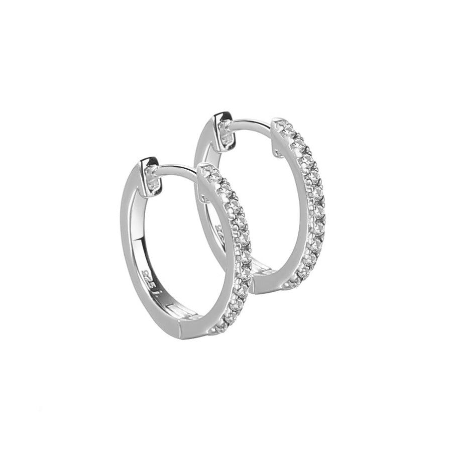 Aqua Dulce Raya Creol Sølv, elegante creoler i sølv med skinnende sten, model 4545-4545-1.