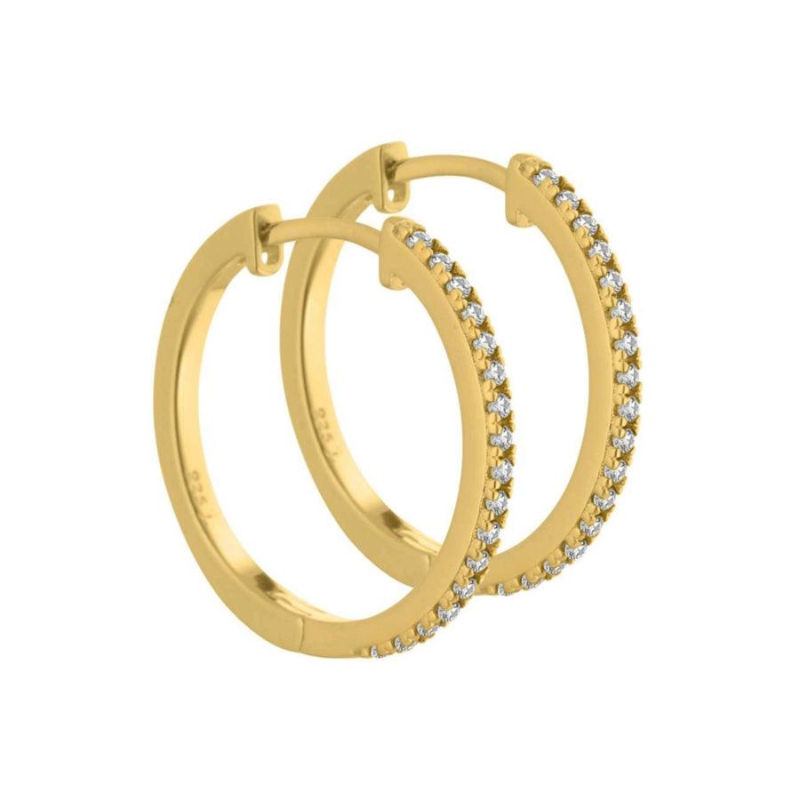 Aqua Dulce Raya Creol Sølvforgyldt viser elegante guldbelagte creoler med klare sten. Model 4548-4548-1.