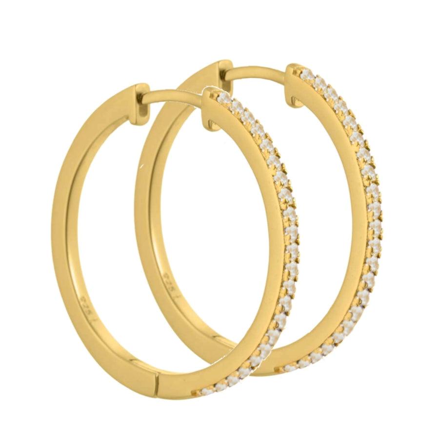 Aqua Dulce Raya Creol Sølvforgyldt, elegante guld ørestikker med klare sten, Model 4550-4550-1