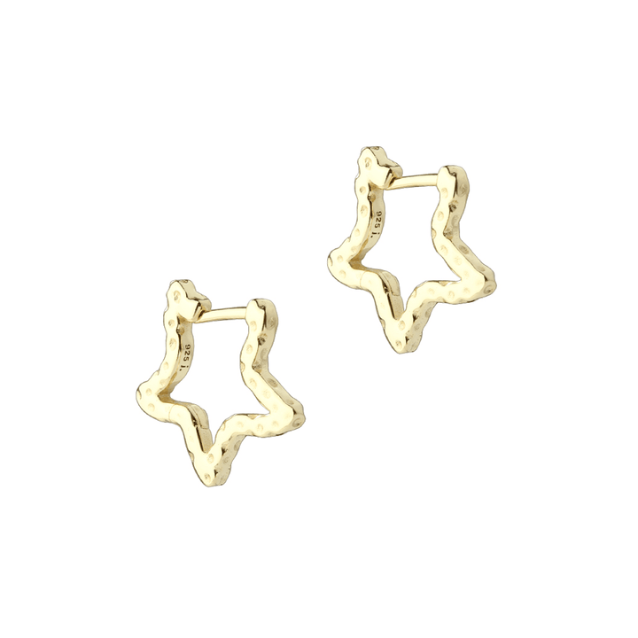 Aqua Dulce Stelle Hoops i forgyldt sølv stjerne øreringe med hamret overflade, Model 6160-1