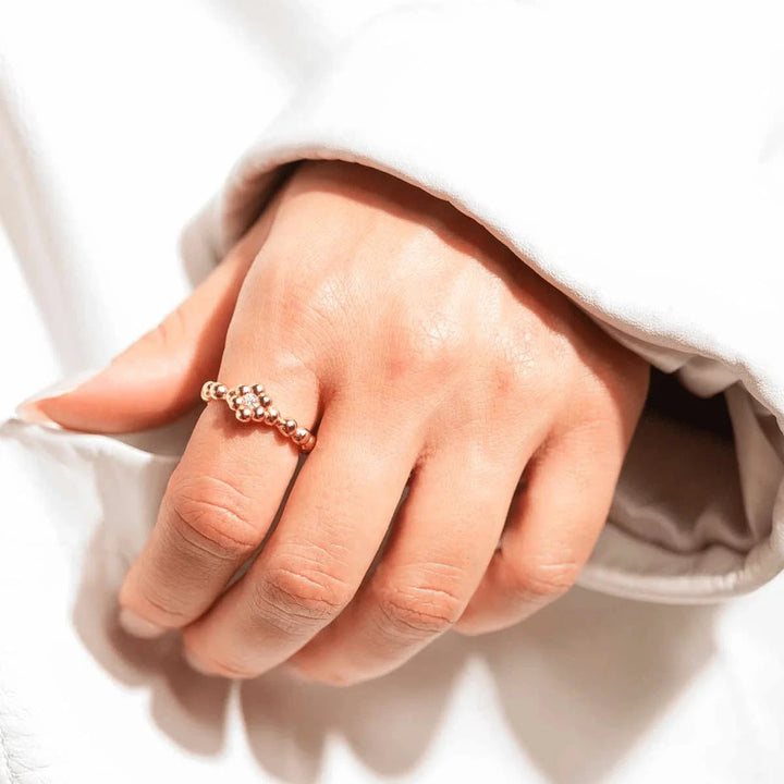 Vincent Bloom Ring Forgyldt m. Hvid Krystal