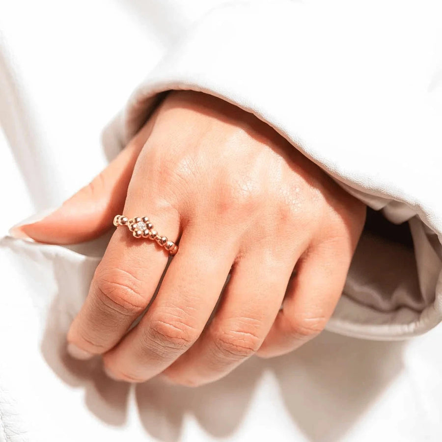 Vincent Bloom Ring Forgyldt m. Hvid Krystal