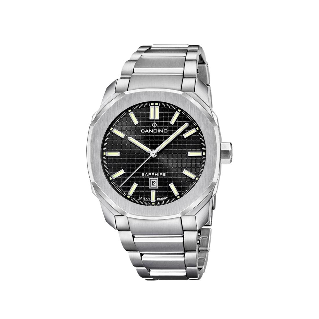 Candino Gents Sport Herreur Stål med sort urskive og sølv armbånd, Model C4754/4 C47544-1