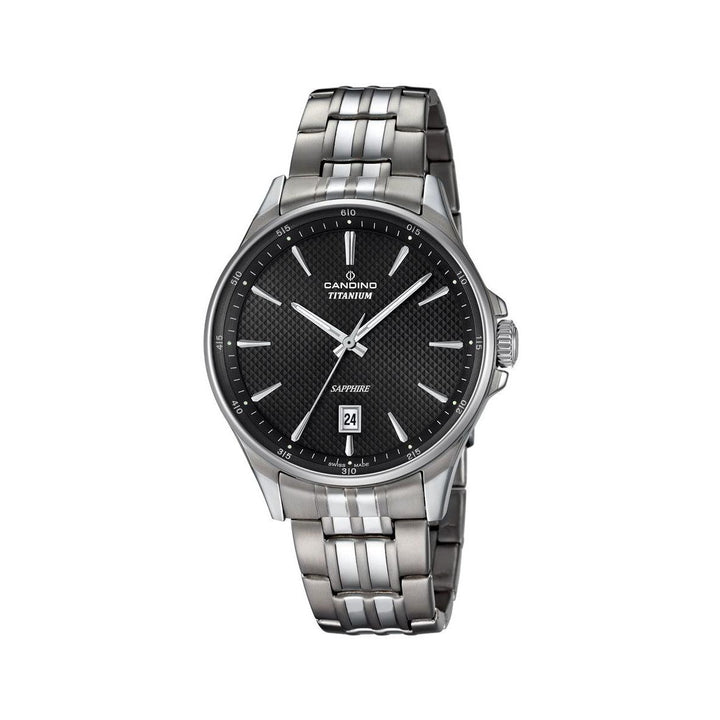 Candino herreur titanium C46064, klassisk ur med sort urskive og dato, Model C46064-1