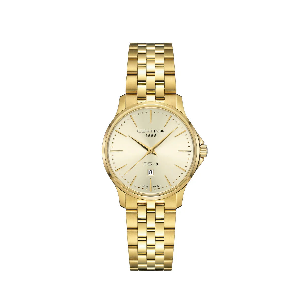 Certina DS-8 Lady 31mm m/guld PVD, elegant dameur i gylden farve med klassisk urskive. Model C0450103336100
