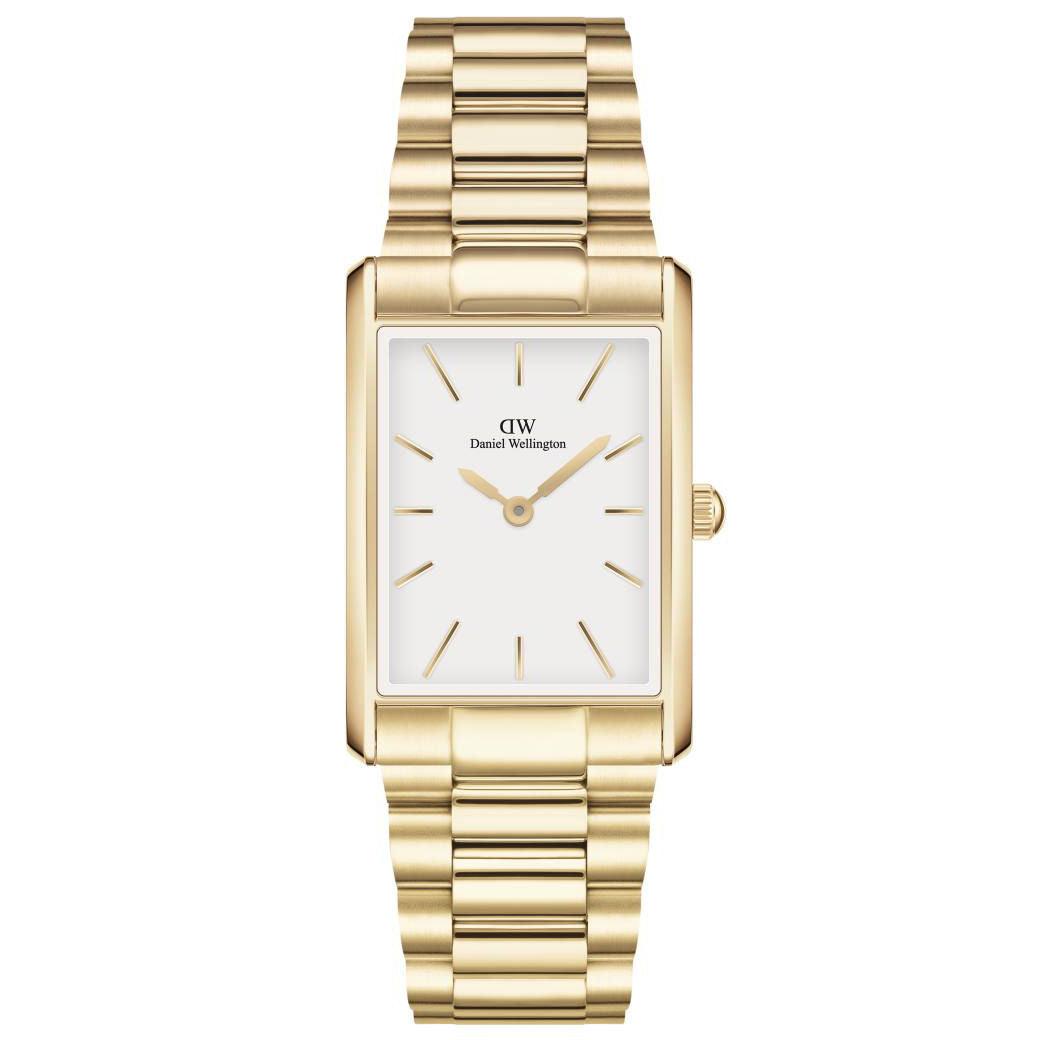 Daniel Wellington Bound Link Gold White firkantet dameur med elegant guldrem og hvid urskive. Model ADW00100703