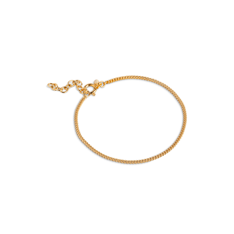 enamel curb chain armband forgyldt sølv i enkel stil, lukket med karabinlås. Model b123g-b123g-1