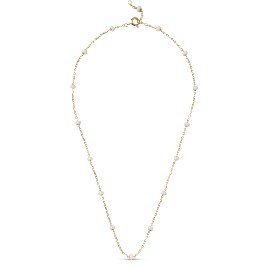 enamel lola bold halskæde daisy i forgyldt sølv med små hvide perler, enkel kæde Model n137g-daisy-1