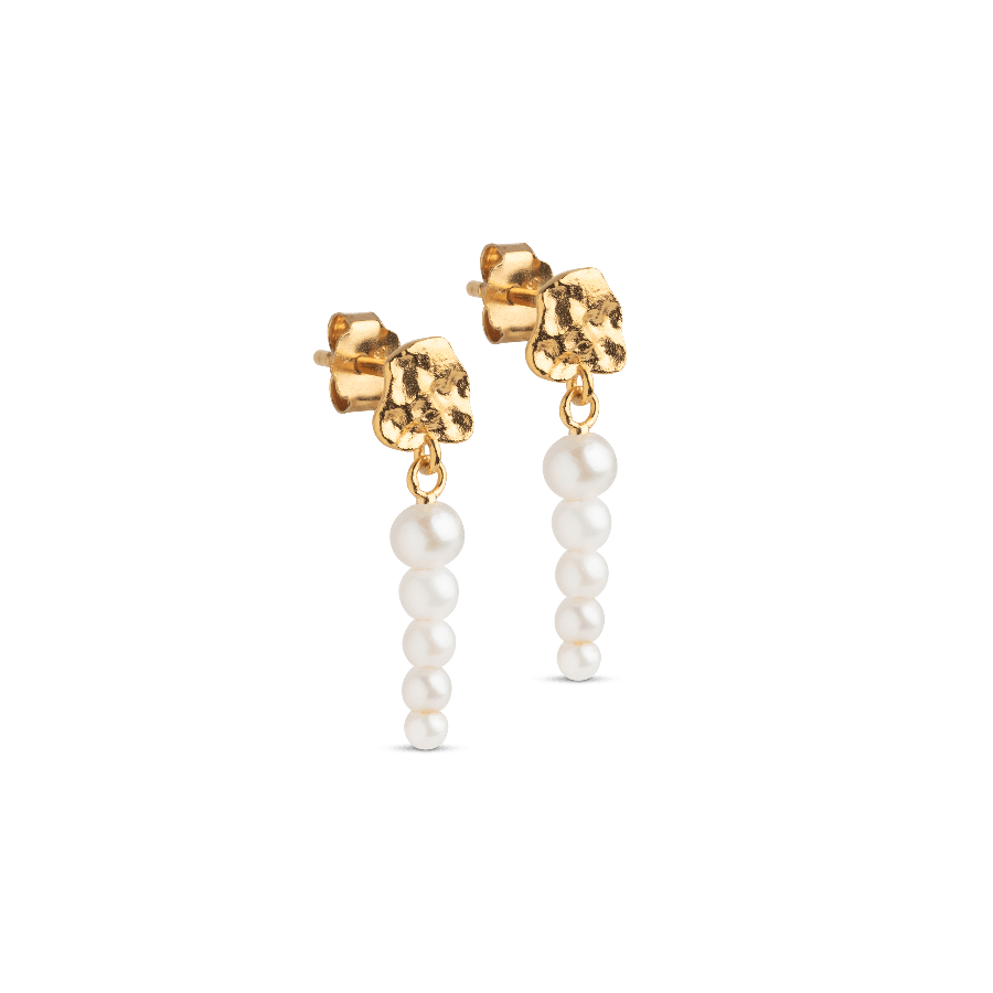 enamel malaika pearls earrings i forgyldt sølv med hvide perler, elegant design, Model E345GM