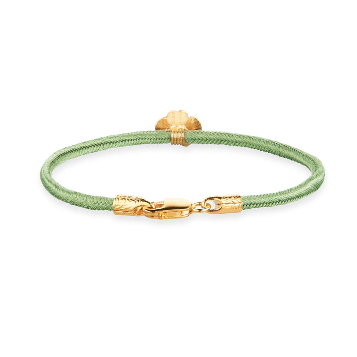 Flora Danica Firklover Silke Armbånd lysegrøn forgyldt med gulddetaljer, Model 907-flc-silk-lightgreen-g-001-2.