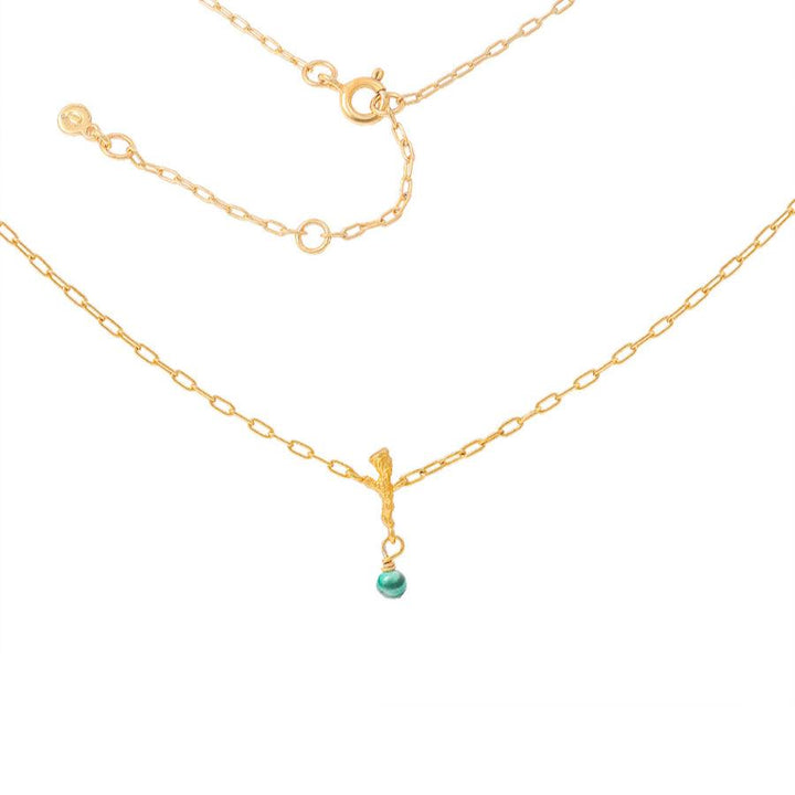 Hultquist Olivine Halskæde Sølvforgyldt med lille grøn perle i elegant kædedesign. Model S08471G-S08471G-1