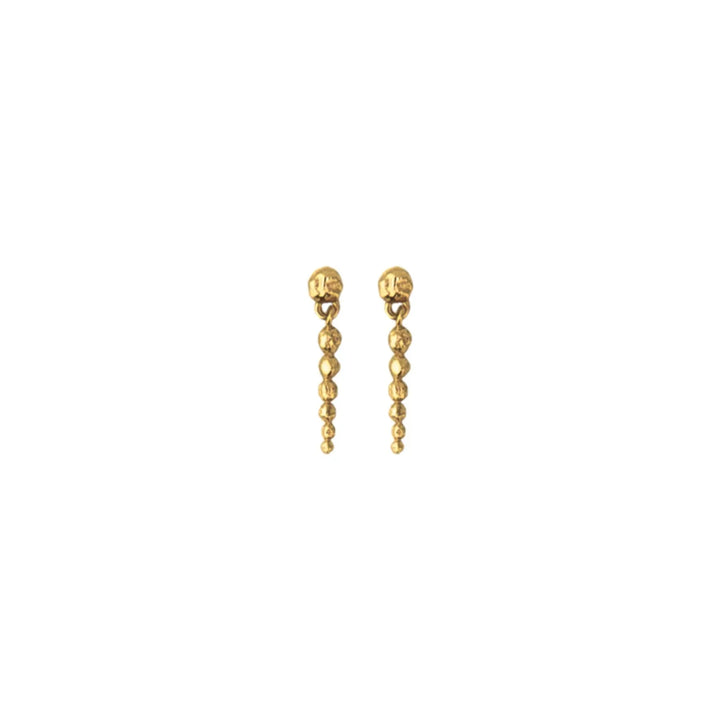 jeberg-jewellery-golden-sun-drop-stud-i-forgyldt-solv viser små dråbeformede øreringe i blankt forgyldt sølv. Model 53010-1