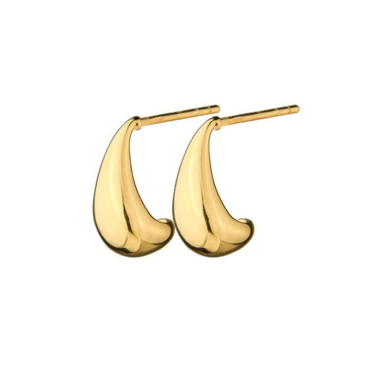 jeberg-jewellry-audrey-drop-oreringe viser blanke, dråbeformede ørestikker i guldfarvet metal. Model 52920