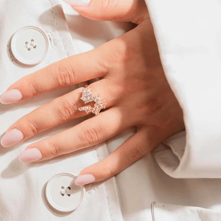 Vincent Lace Allure Ring Forgyldt m. Hvide Krystaller