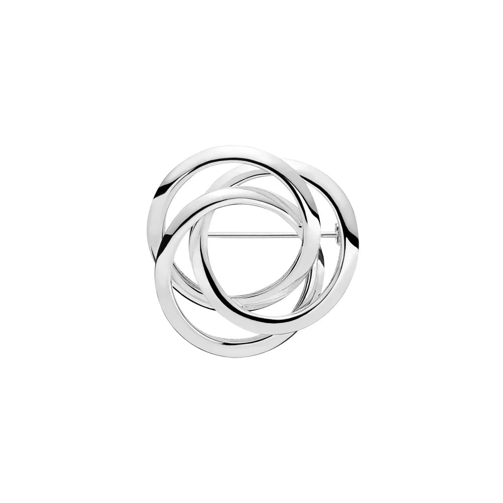 LUND COPENHAGEN sølv broche 35 mm i blankt sølv med moderne, flettet cirkeldesign. Model 9048952-1