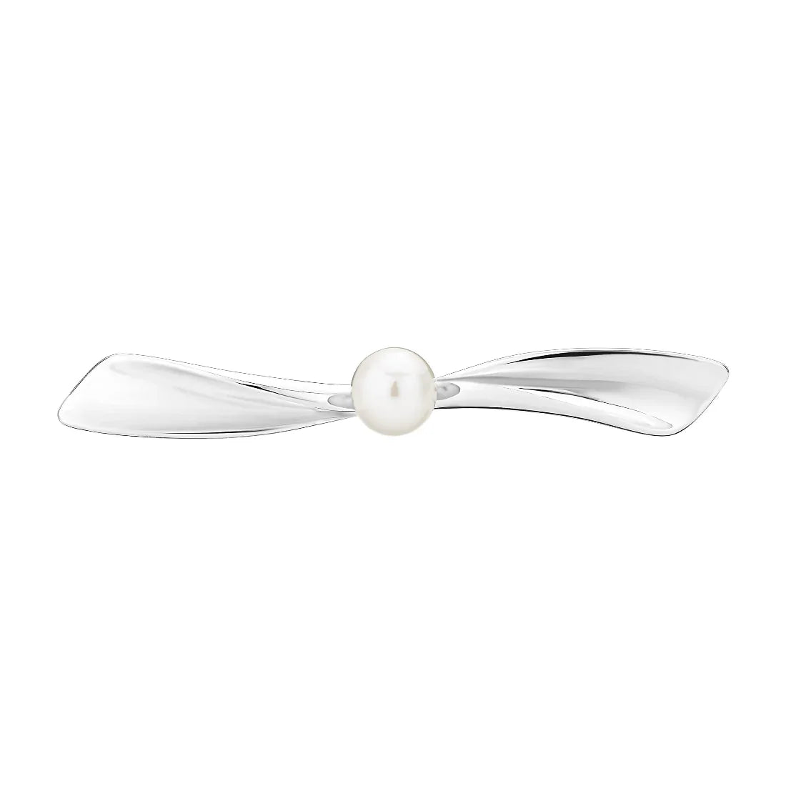 Lund Copenhagen sølv broche med perle, elegant design i blank sølv med hvid perle. Model 9041392-9041392-1