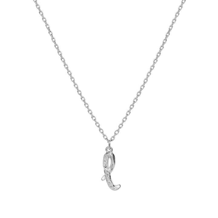 maanesten-alphabet-letter-halskaede-solv-bogstavs-vedhaeng-a-z med sølvkæde og bogstavvedhæng i blankt sølv. Model 2744c-012-14