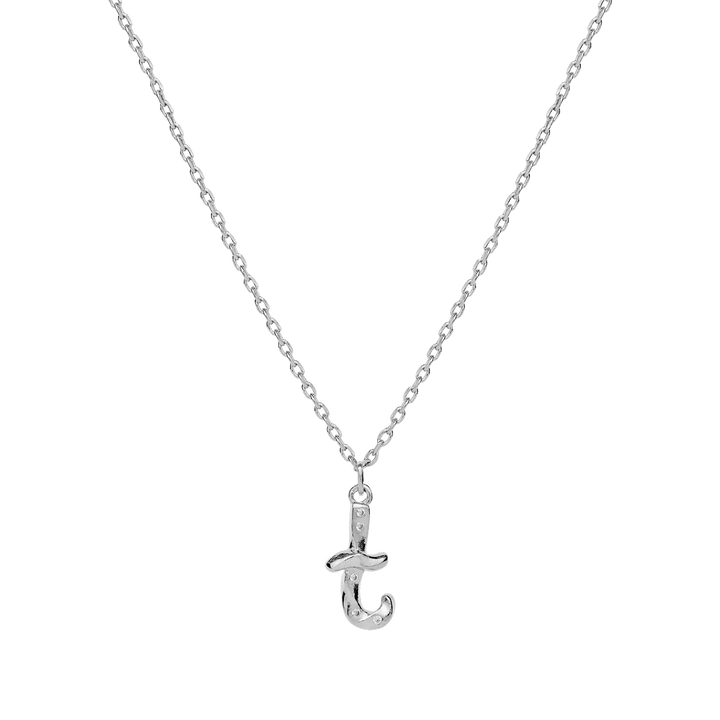 Maanesten Alphabet Letter Halskæde Sølv bogstavsvedhæng i blankt sølv med bogstavet T, Model 2744c-019-20