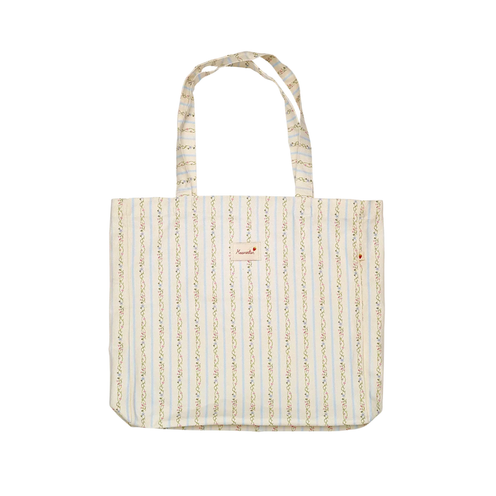 maanesten canvas totebag summer stripes blue med lyseblå og pastelstriber, Model 4121-onesize