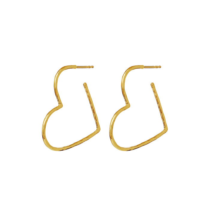 maanesten-laia-grande-forgyldte-hjerte-oreringe, åbne forgyldte øreringe med hjerteform, enkel stil. Model 10042a-1