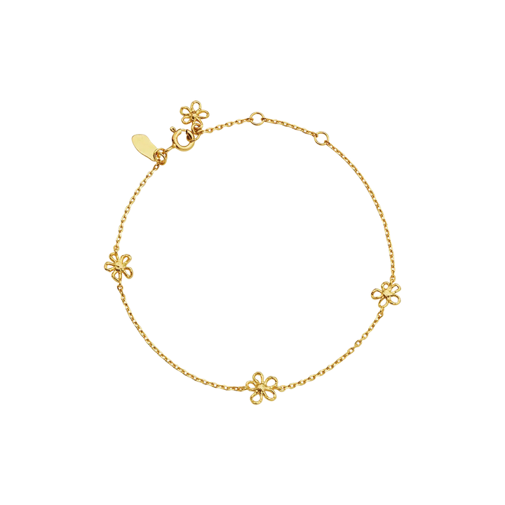 maanesten-salwa-forgyldt-armband m. blomster, elegant armbånd i guld med små blomsterdetaljer. Model 8699a-1