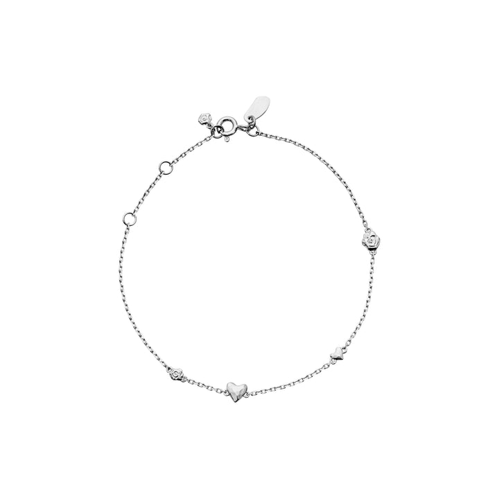 maanesten-scarlett-forgyldt-armband-m-hjerter, elegant armbånd i sølvlook med små hjerter, Model 8682c-1