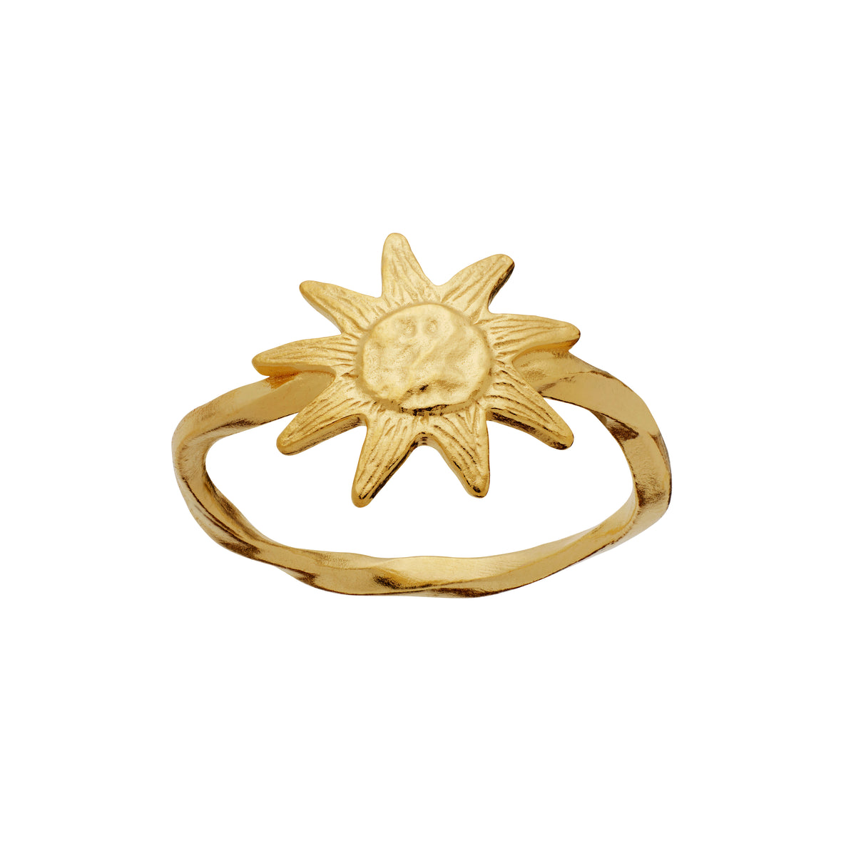 Maanesten Sonja Ring forgyldt sølv med solmotiv, mat overflade, Model 4869a-001
