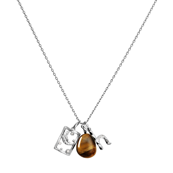 Maanesten Tiger Eye Earth Spirit Pendant vedhæng i sølv med brun tigerøje-sten, Model 2830c-2