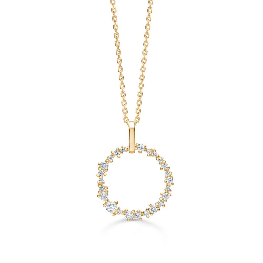 Mads Z 14kt Lucia Vedhæng 0.30ct W/SI smukt cirkulært vedhæng i guld med funklende diamanter, Model1531054-1