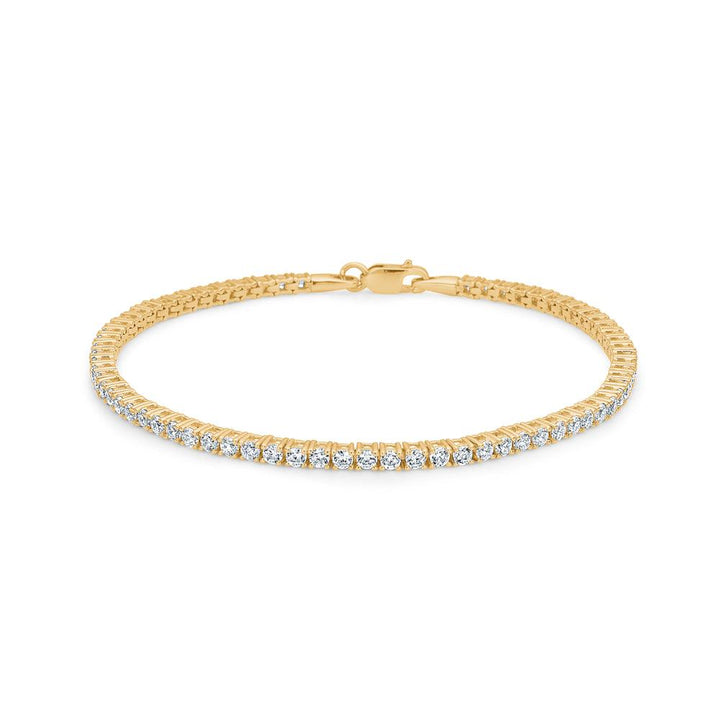 Mads Z 8kt tennis armbånd med zirkonia i guldlook, elegant detalje, Model 3357004-001