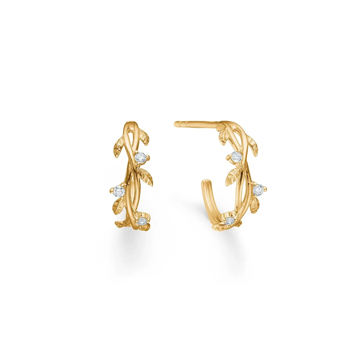 Mads Z Aura 14kt guld øreting, filigran design med diamanter, vises detalje. Model 1511102-1.