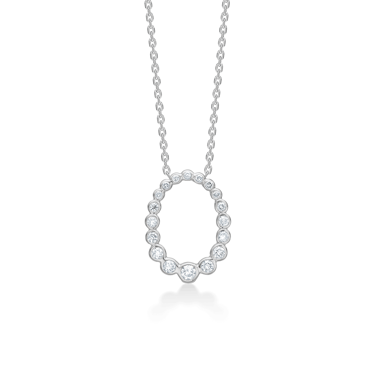 Mads Z Auroras Kiss sølv halskæde med hvid topas i rund fatning, Model 2126115-1.
