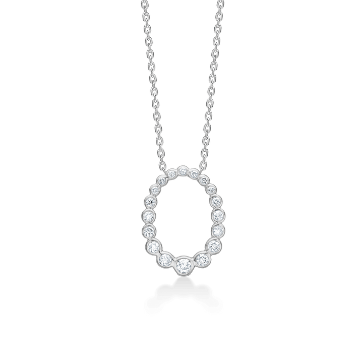 Mads Z Auroras Kiss sølv halskæde med hvid topas i rund fatning, Model 2126115-1.