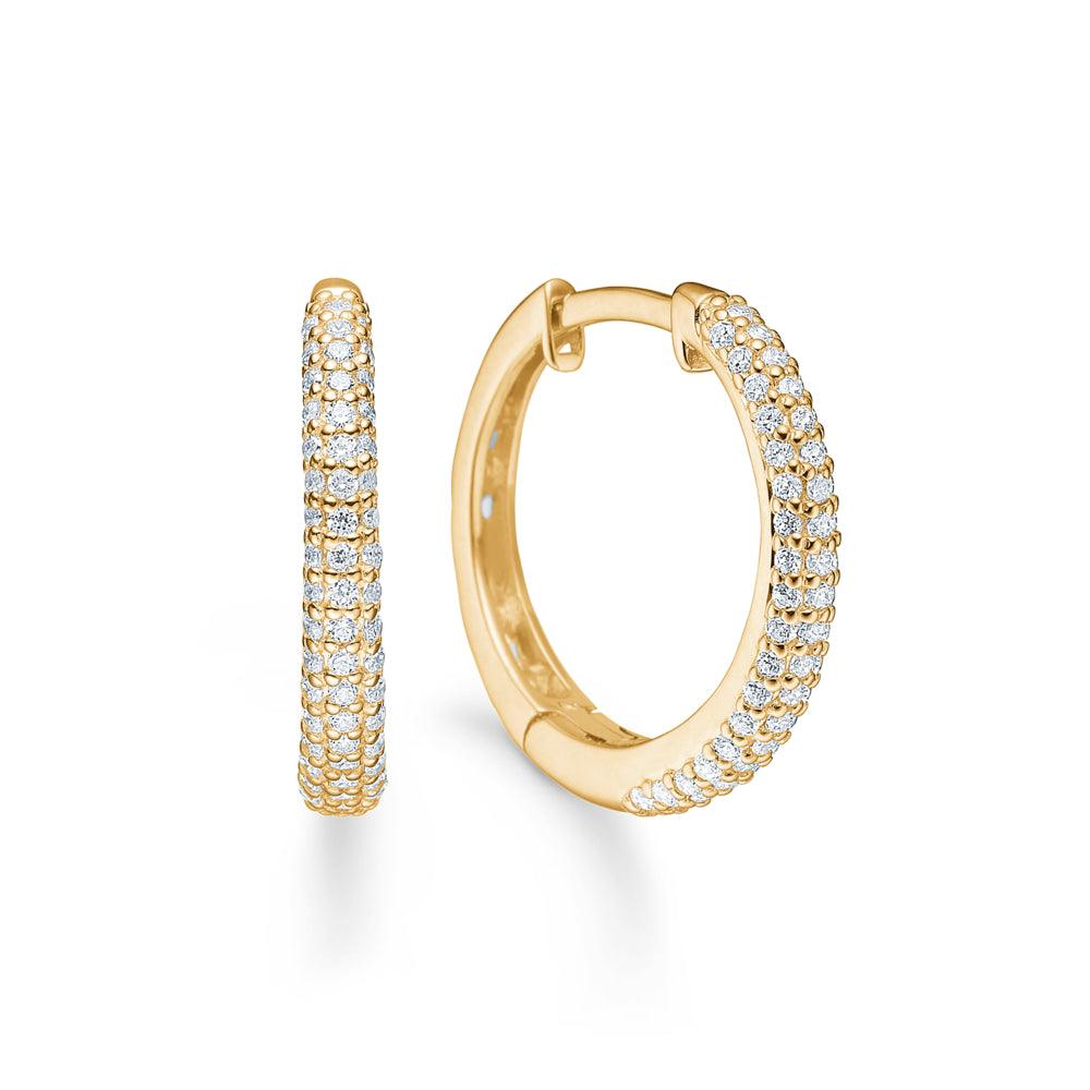 Mads Z La Boheme 8kt guld creoler zirkonia, elegante runde øreringe med skinnende sten, Model 3317031-1