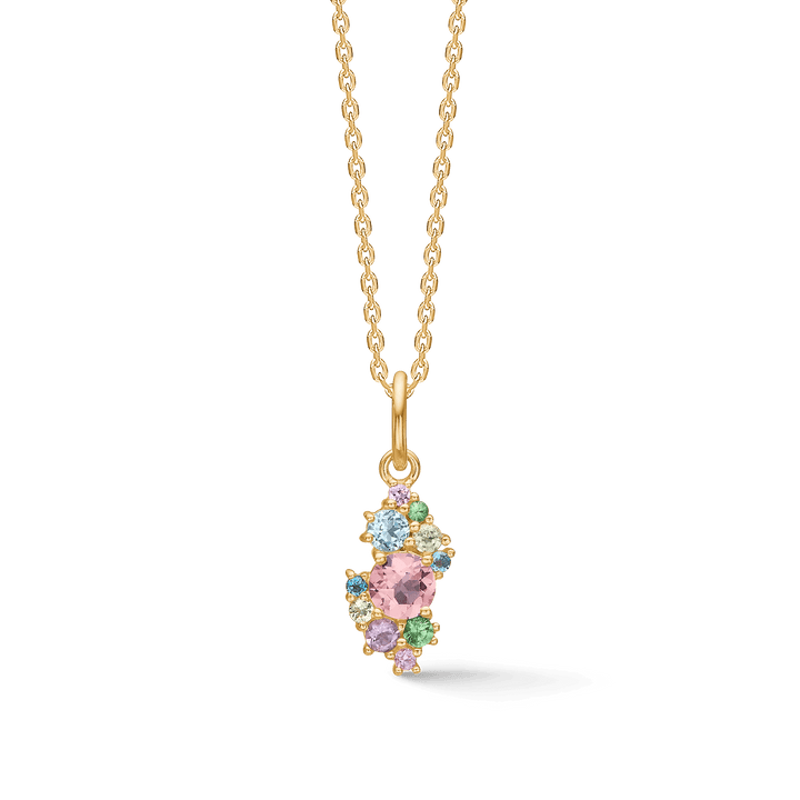 Mads Z Little Princess 14kt guld vedhæng med farverige ædelsten set forfra, Model 1536099-1