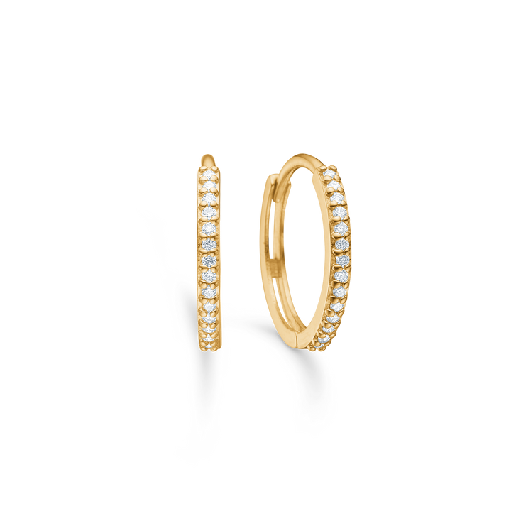 Mads Z Lumina 14kt guld creoler med diamanter, elegante runde øreringe med sten, Model 1511085-1