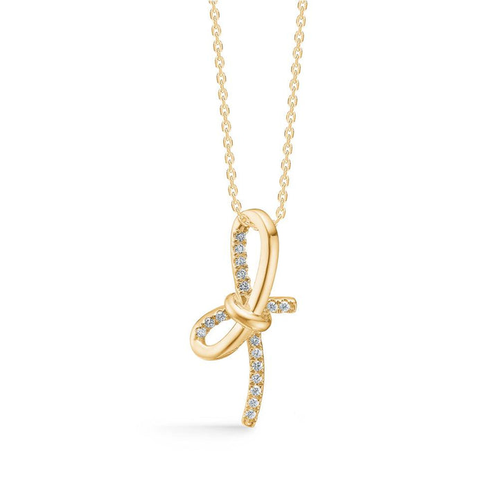 Mads Z Miss Butterfly guld sløjfe vedhæng med diamanter, elegant i blankt guld, Model 1531003-1.