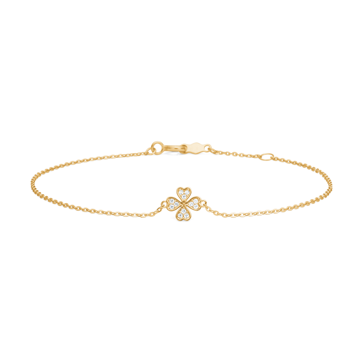 Mads Z Petite Clover guld armbånd med zirkonia, elegant blomstermotiv, Model 3357014-1
