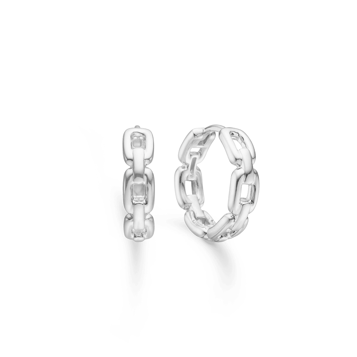 Mads Z Sølv Marina Sølv Creoler, blanke creoler med kædelook i sølv. Model 3110063