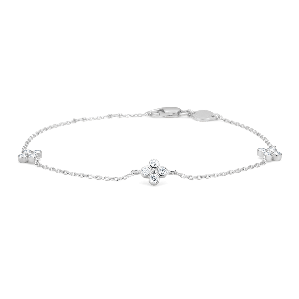Mads Z Sophias Bloom sølv armbånd m. hvid topas med elegant kæde og blomsterdetalje, Model 2156195-1.