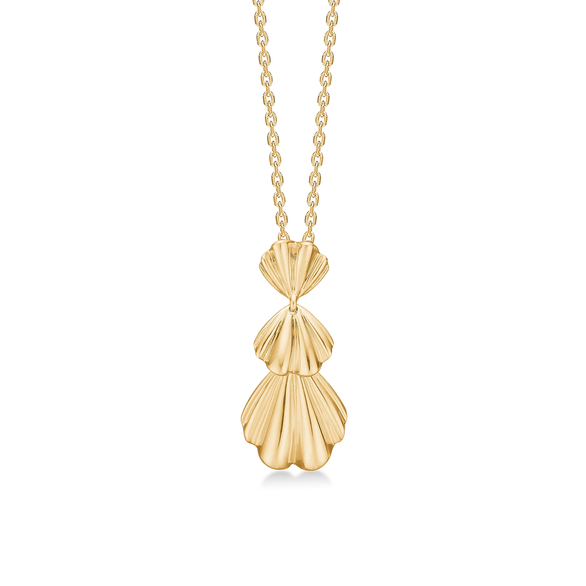Mads Z Velvet Vifte 14kt guld vedhæng med organisk vifteformet design i blank guld. Model 1530189-1.