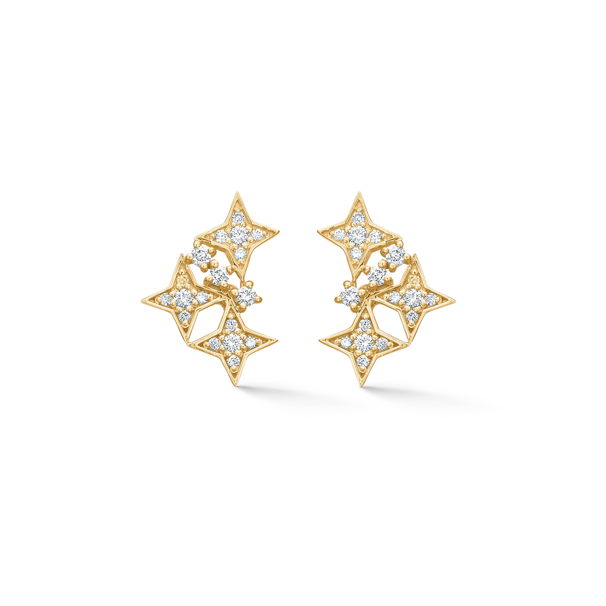 Mads Z Vesper 14kt stjerne ørestikker med klare diamanter i stjernedesign, guld, Model 1511198-1