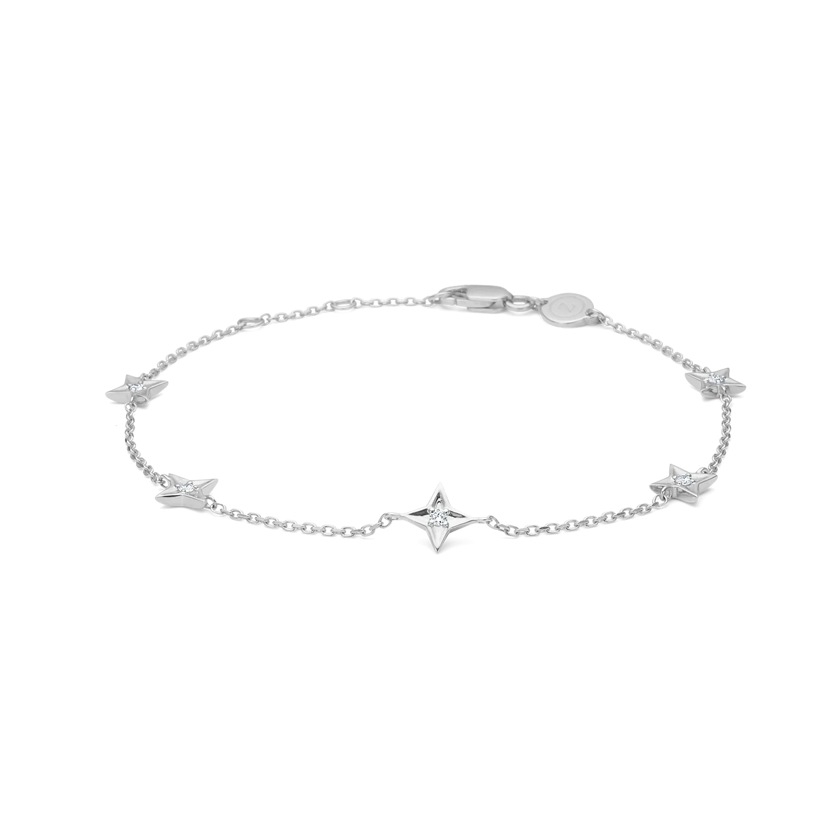 Mads Z Vesper armbånd i sølv med fine stjernevedhæng og enkel kæde, Model 2156197-1