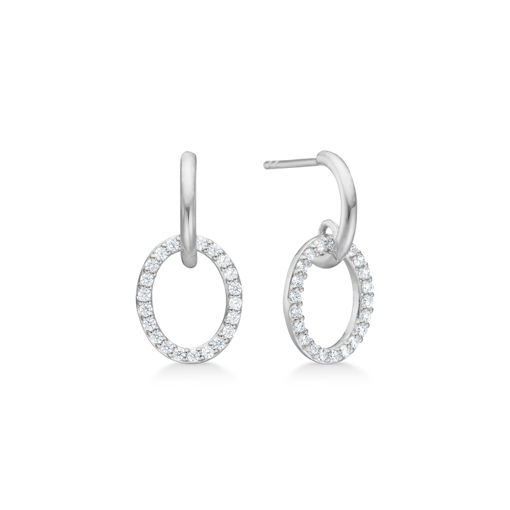 Mads Z Viola ørestik i sølv med cirkulær ring pyntet med klare sten, Model 3117004-1